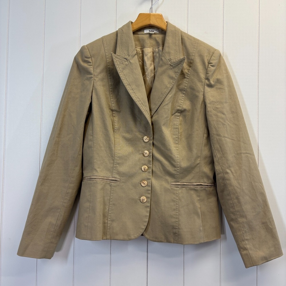 Reba Heritage Blazer Jacket Womens Size 10 Minimalist Dark Academia Neutral Chic